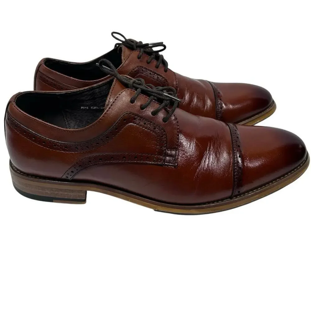 Stacy Adams Dickinson Cap Toe Oxfords, broguing burnished leather finish Size 9
